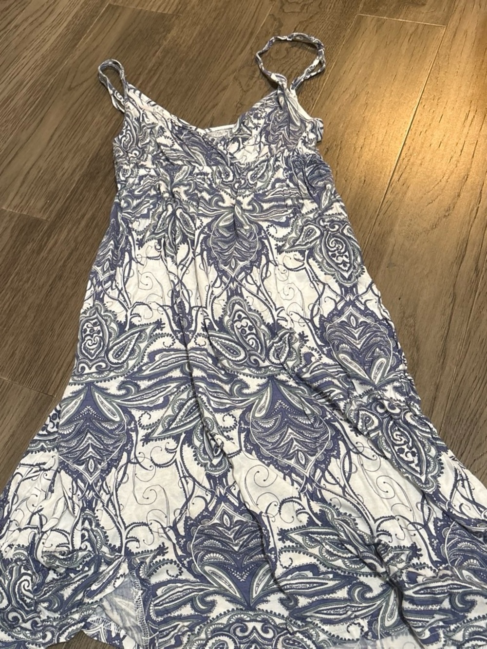 Banana Republic White Maxi Dress with Blue Paisley Print